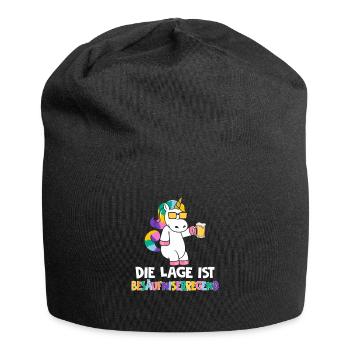 Die Lage ist besäufniserregend Einhorn - Jersey-Beanie - Schwarz - Vorne