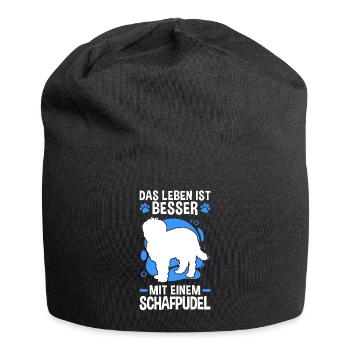 Leben mit Schafpudel zotthaariger Hütepudel - Jersey-Beanie - Schwarz - Vorne