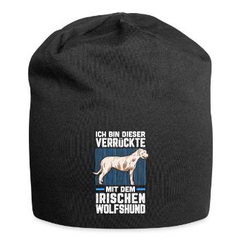 Ich bin der Verrückte mit dem Irischen Wolfshund - Jersey-Beanie - Schwarz - Vorne
