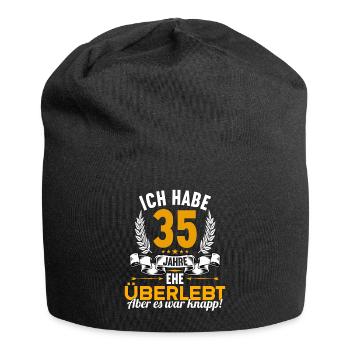 Ich habe 35 Jahre Ehe überlebt 35.Hochzeitstag - Jersey-Beanie - Schwarz - Vorne