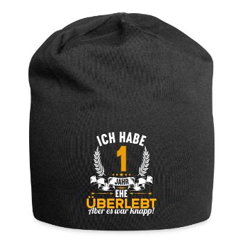 Ich habe 1 Jahre Ehe überlebt 1.Hochzeitstag - Jersey-Beanie - Schwarz - Vorne
