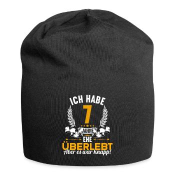 Ich habe 7 Jahre Ehe überlebt 7.Hochzeitstag - Jersey-Beanie - Schwarz - Vorne