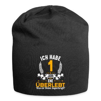 Ich habe 1 Jahre Ehe überlebt 1.Hochzeitstag - Jersey-Beanie - Schwarz - Vorne