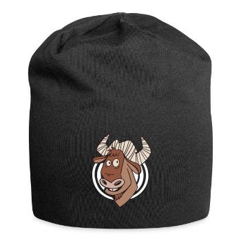 Wildebeest Antelope Africa Animal Steppe Zoo - Jersey Beanie - black - Front