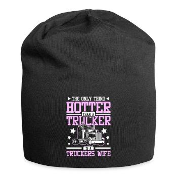 Hotter than a trucker is a truckers wife - Jersey Beanie - black - Front