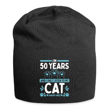50 Year Old Birthday Cat Dad Cat 50 Birthday - Jersey Beanie - black - Front