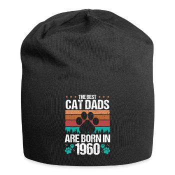 Cat Dad Born in 1960 Birthday for Cat Father 1960 - Jersey Beanie - black - Front