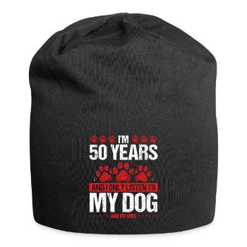 50 Year Old Birthday Dog Dad to my Dog 50 Birthday - Jersey-Beanie - Schwarz - Vorne