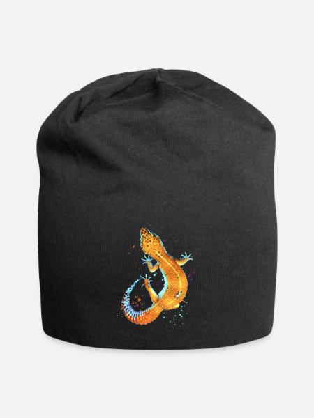 Leopard Gecko Reptile Keeper Aquarell Gecko Fan - Jersey-Beanie - Schwarz