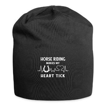 Pferde-Hufeisen Reitsport Reiter Herzschlag Pferde - Jersey-Beanie - Schwarz - Vorne