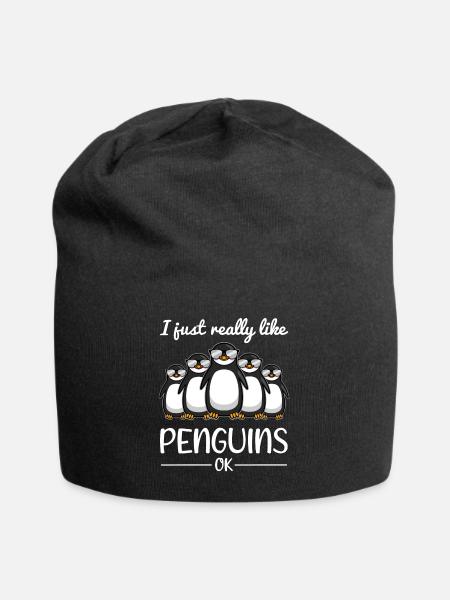 Pinguin Liebhaber Spruch Lustiges Geschenk - Jersey-Beanie - Schwarz