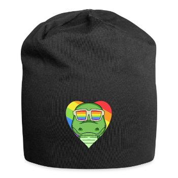 LGBT Animal Crocodiles Rainbow Heart - Jersey Beanie - black - Front