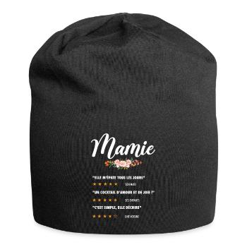 mamie citation fleurs critique film drôle mémé - Bonnet en jersey - noir - Devant