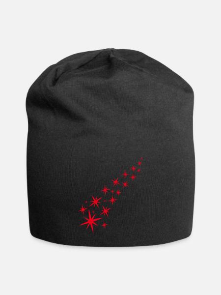 Roter Sternenhimmel - Jersey-Beanie - Schwarz