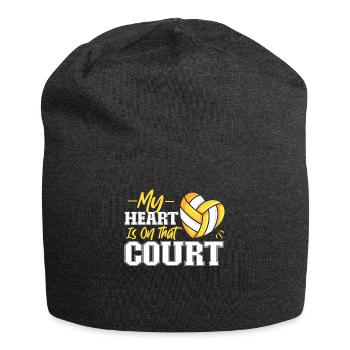 Équipe de volley-ball Mon cœur est - Bonnet en jersey - charbon - Devant