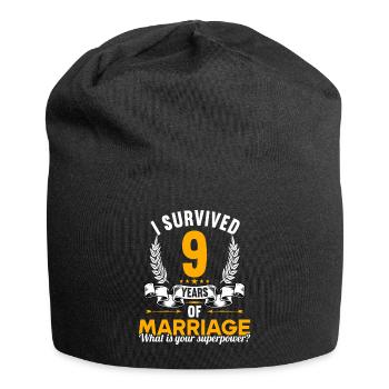 J’ai survécu à 9 ans de mariage 9ème anniversaire de mariage - Bonnet en jersey - noir - Devant