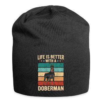 Doberman Pinscher Dog - Jersey Beanie - black - Front