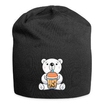 Bubble Tea Eisbär - Jersey-Beanie - Schwarz - Vorne
