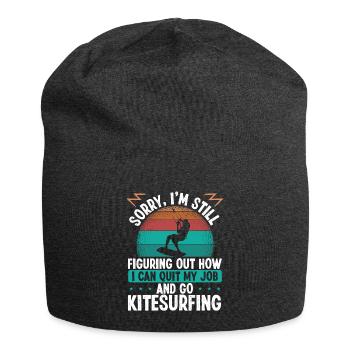 Kitesurfing Quit Job Kite Kiteboarding Kiteboard - Jersey Beanie - charcoal grey - Front