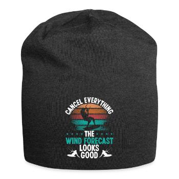 Kitesurfing Vintage Wind Forecast Kiteboarding - Jersey Beanie - charcoal grey - Front
