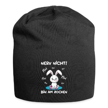Bin am Zocken Gaming Hase - Jersey-Beanie - Schwarz - Vorne
