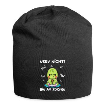 Bin am Zocken Gaming Schildkröte - Jersey-Beanie - Schwarz - Vorne