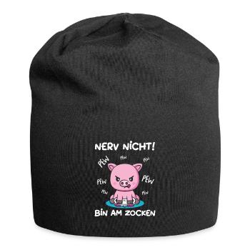 Bin am Zocken Gaming Schwein - Jersey-Beanie - Schwarz - Vorne