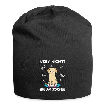 Bin am Zocken Gaming Labrador Hund - Jersey-Beanie - Schwarz - Vorne