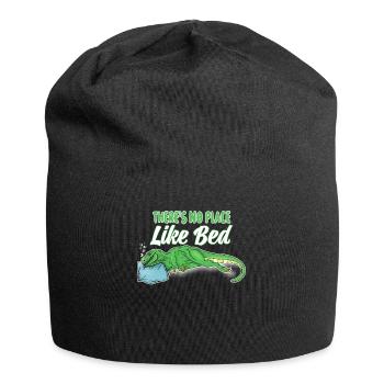 Kein Ort so schön wie das Bett - Dino schläft tief - Jersey-Beanie - Schwarz - Vorne