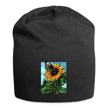 Schmetterlings sonnenblume geschenk - Jersey-Beanie - Schwarz - Vorne