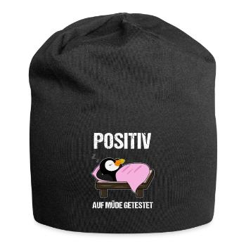 Schlafender Pinguin Lustiger Spruch Geschenk - Jersey-Beanie - Schwarz - Vorne