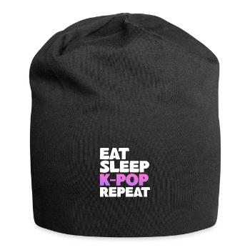 K-Pop - Jersey-Beanie - Schwarz - Vorne