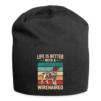 Deutsch Drahthaar Hund - Jersey-Beanie - Schwarz - Vorne