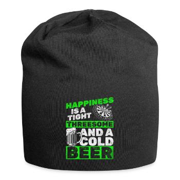Happiness is a close threesome and a cold one - Jersey Beanie - black - Front
