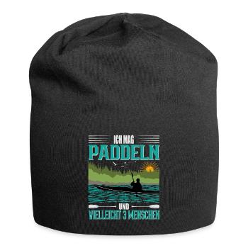 Kanu Kajak Ich mag Paddeln und 3 Menschen - Jersey-Beanie - Schwarz - Vorne