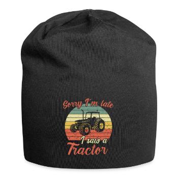 Désolé d’être en retard - j’ai vu un tracteur / Traktor - Bonnet en jersey - noir - Devant