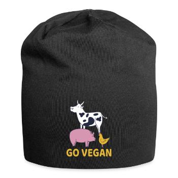 Go Vegan Vegan Vache Cochon Poulet Végétarien - Bonnet en jersey - noir - Devant