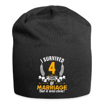 I survived 4 years of marriage 4th wedding anniversary - Jersey Beanie - black - Front
