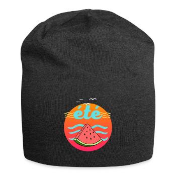 plage vacances à la mer été cercle pastèque soleil - Bonnet en jersey - charbon - Devant