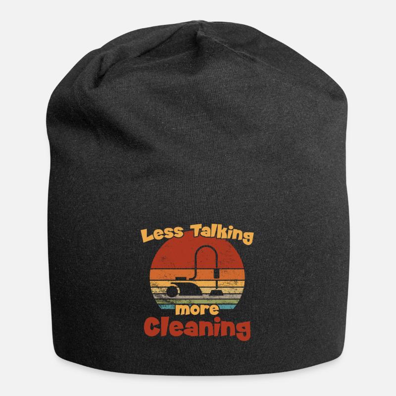 Less Talking More Cleaning / Putzen - Jersey Beanie - black