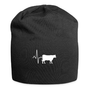 Kuh Rind Herzschlag - Jersey-Beanie - Schwarz - Vorne