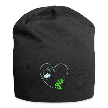 Gin Love Heart - Gin Lover - Jersey-Beanie - Schwarz - Vorne