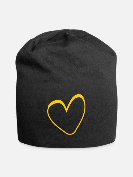Gelbes Herz Simpel Design - Jersey-Beanie - Schwarz