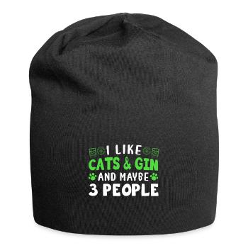 I Like Cats And Gin And Maybe 3 People - Jersey-Beanie - Schwarz - Vorne