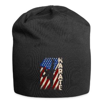 Amerikanische Flagge Karate Lustig US Kampfsport - Jersey-Beanie - Schwarz - Vorne