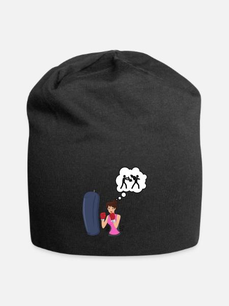 Boxing love - boxer gift idea - Jersey Beanie - black