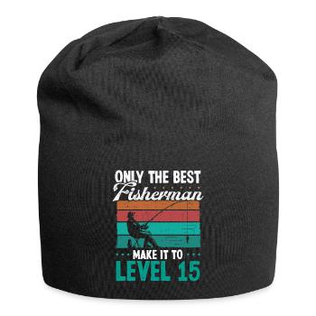 15 Fishing Level 15 Year Old Angler Fisherman - Jersey Beanie - black - Front