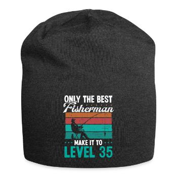 35 Fishing Level 35 Year Old Angler Fisherman - Jersey Beanie - charcoal grey - Front