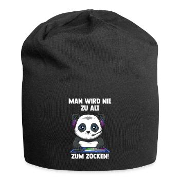 Lustiger Gaming Panda - Computerspiele Videospiele - Jersey-Beanie - Schwarz - Vorne
