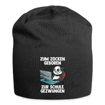 Gaming Panda - Computer Spiele Online Spiele - Jersey-Beanie - Schwarz - Vorne